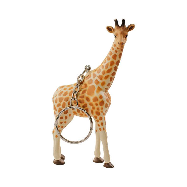 A giraffe keychain on a white background