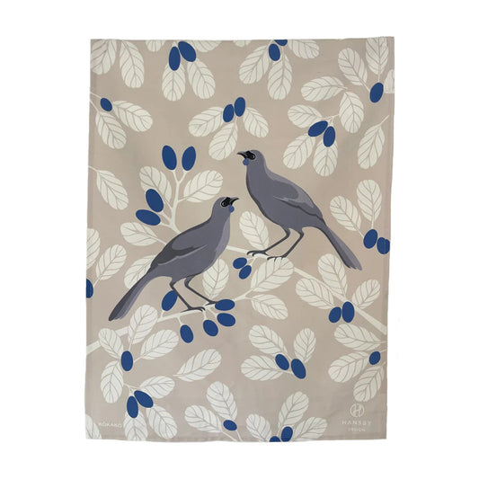 kokako tea towel designed by artist Cathy Hansby