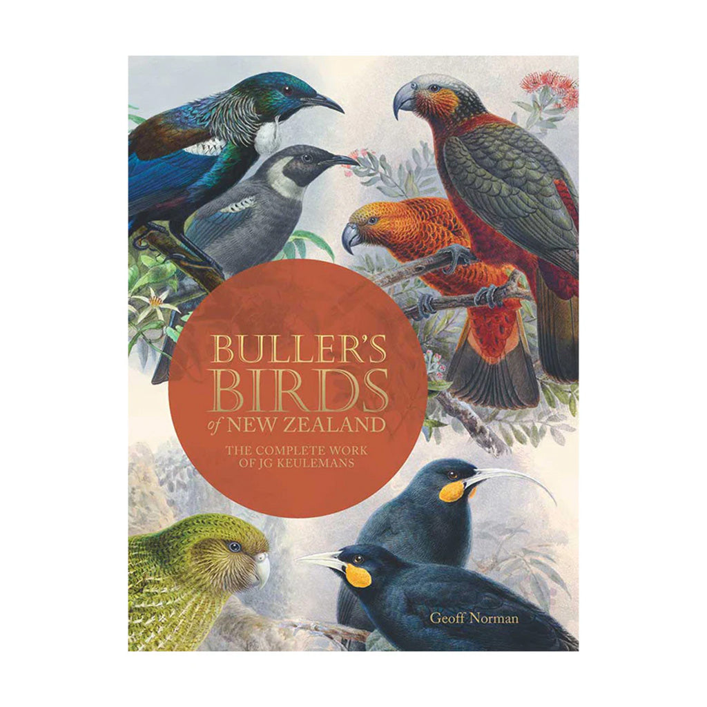 Cover of 'Buller's Birds of New Zealand' book featuring illustrations of various New Zealand native birds.
