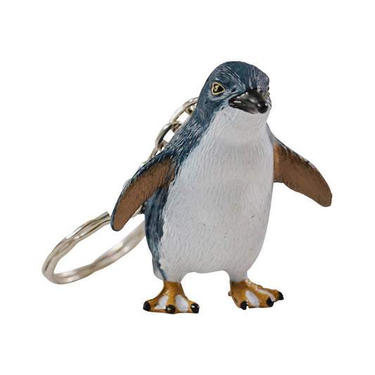 A Little Blue Penguin with a chain and keyring attached