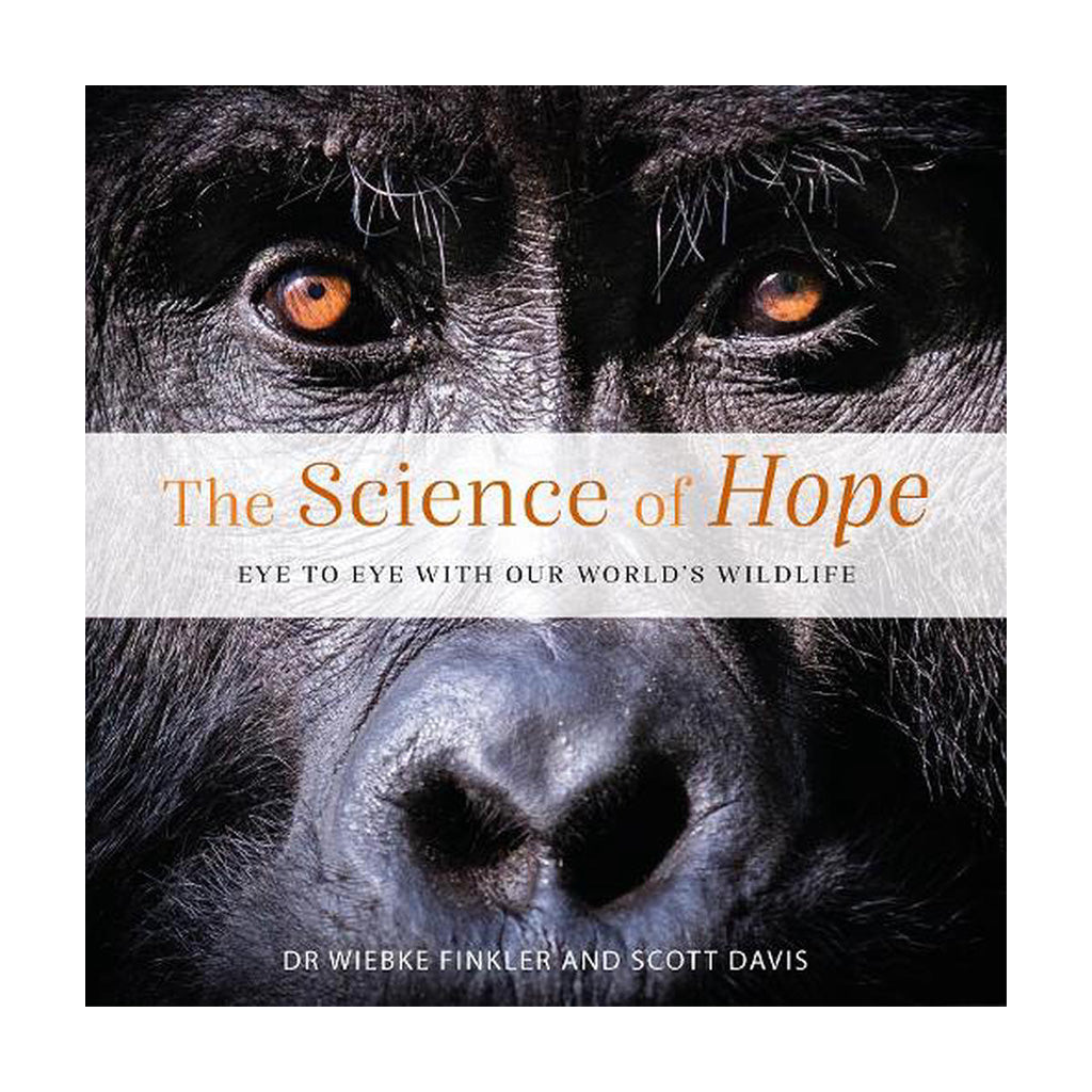 The cover of the book 'The Science of Hope' featuring a close-up photograph of a gorilla's face with the title and author names.