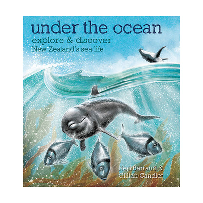 Book cover of 'Under the Ocean' featuring illustrations of marine animals like fish and a dolphin underwater.